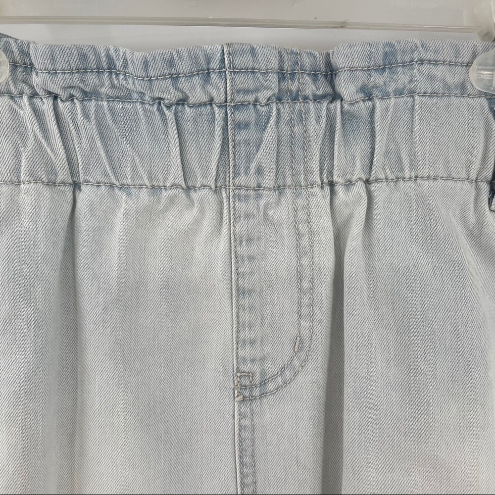 Juniors Light Wash Paper Bag Denim Skirt - Picture 5 of 13